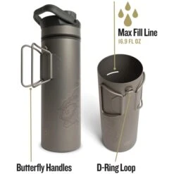 Grayl UltraPress Purifier Titanium Fles Met Waterfilter - 500ml - Desert Tan -Camping Keuken Verkoop grayl ultrapress purifier titanium bottle with water filter 500ml 4 1494955