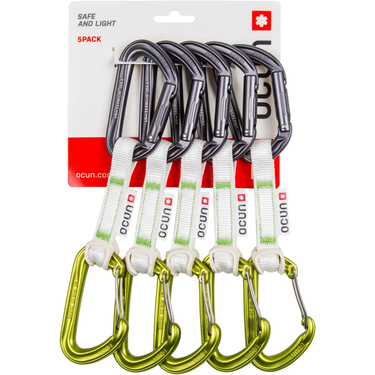 Ocun Ocún Hawk QD Combi Bio-DYN-Ring 15 Mm Quickdraw Set - 10 Cm - Pack Of 5 - Groen 3 Ocun Ocún Hawk QD Combi Bio-DYN-Ring 15 Mm Quickdraw Set - 10 Cm - Pack Of 5 - Groen