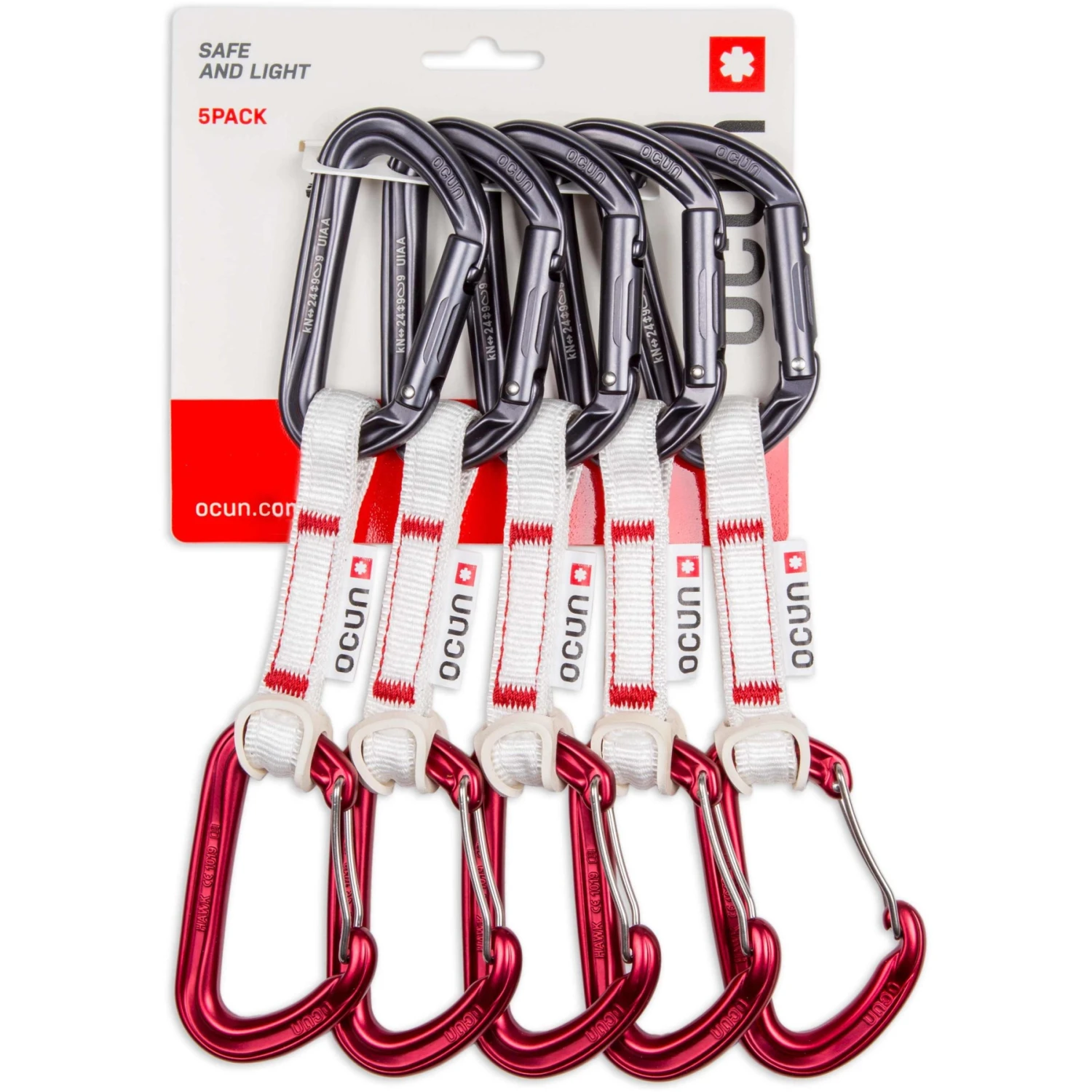 Ocun Ocún Hawk QD Combi Bio-DYN-Ring 15 Mm Quickdraw Set - 10 Cm - Pack Of 5 - Rood 3 Ocun Ocún Hawk QD Combi Bio-DYN-Ring 15 Mm Quickdraw Set - 10 Cm - Pack Of 5 - Rood